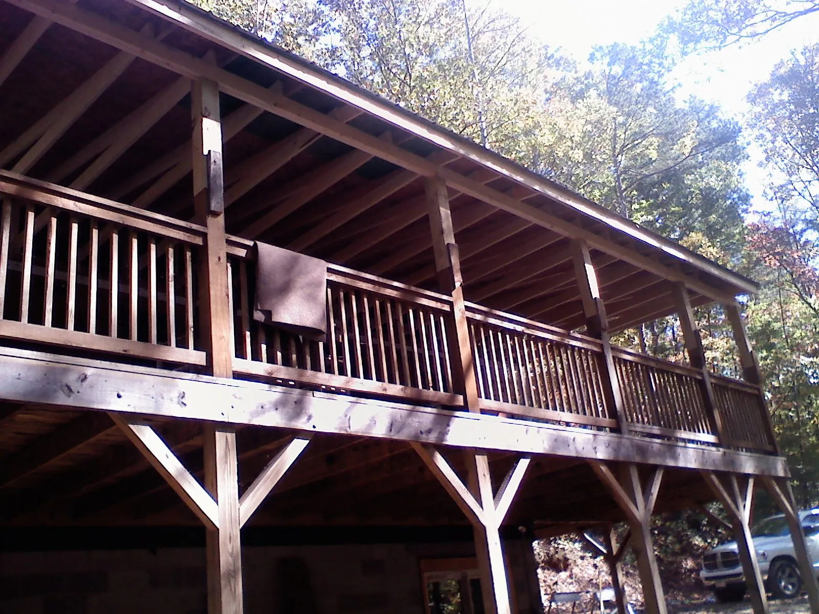Timber framing under a new elevated porch and deck — Roof Leak Repair in Culdesac by Roofing Brothers